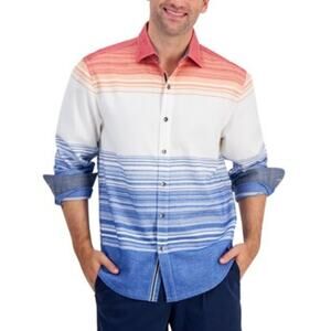 Tommy Bahama Canyon Beach Bonfire Shirt Size XXL Gradient Stripes Soft